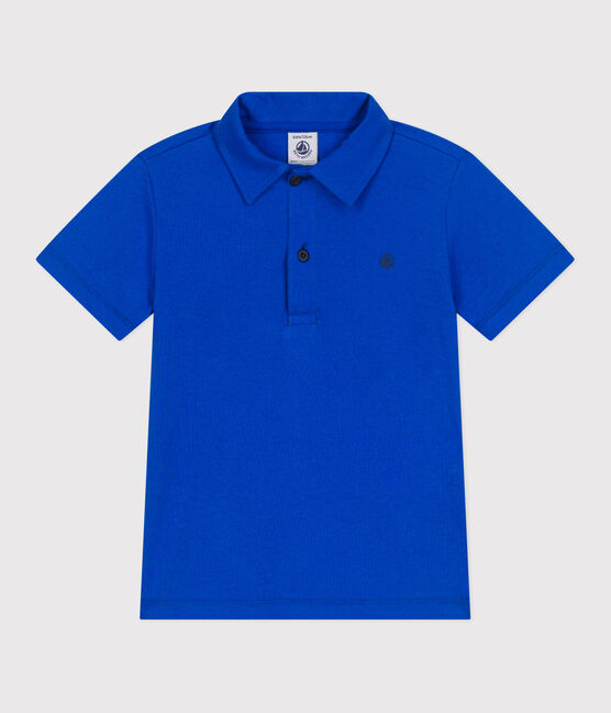 Polo enfant en coton à manches courtes uni bleu PERSE