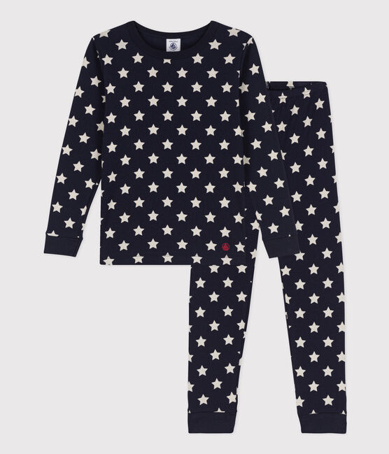 Pyjama ajusté étoiles en coton enfant bleu SMOKING/blanc MARSHMALLOW