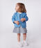 Veste bébé en coton matelassée, imprimé petites fleurs bleu ALASKA/blanc MARSHMALLOW