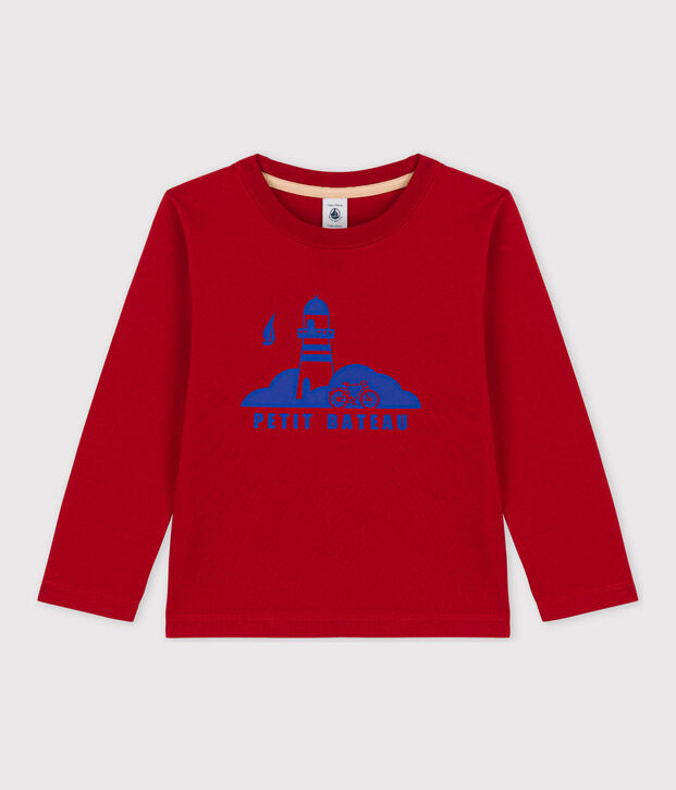 Tee-shirt manches longues en coton enfant gar&ccedil;on rouge