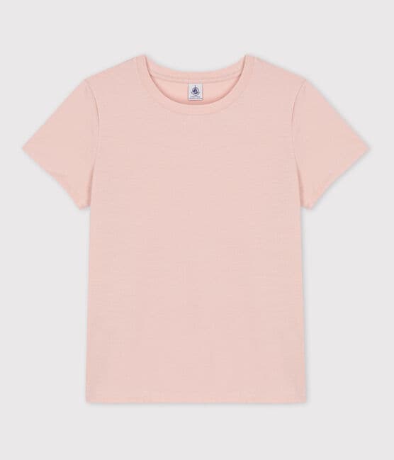 Tee-shirt LE DROIT col rond en coton bio Femme rose SALINE