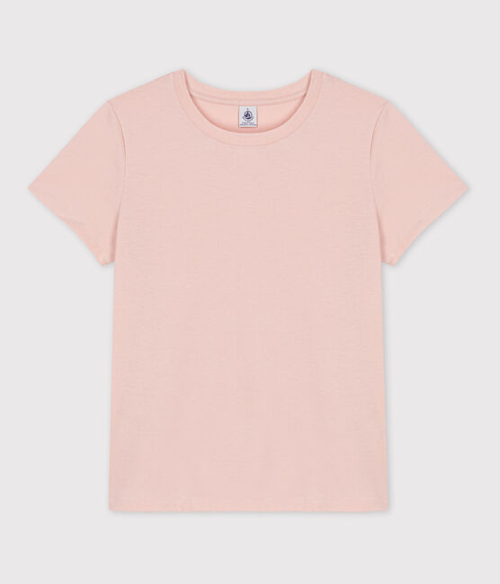 Tee-shirt LE DROIT col rond en coton bio Femme rose SALINE