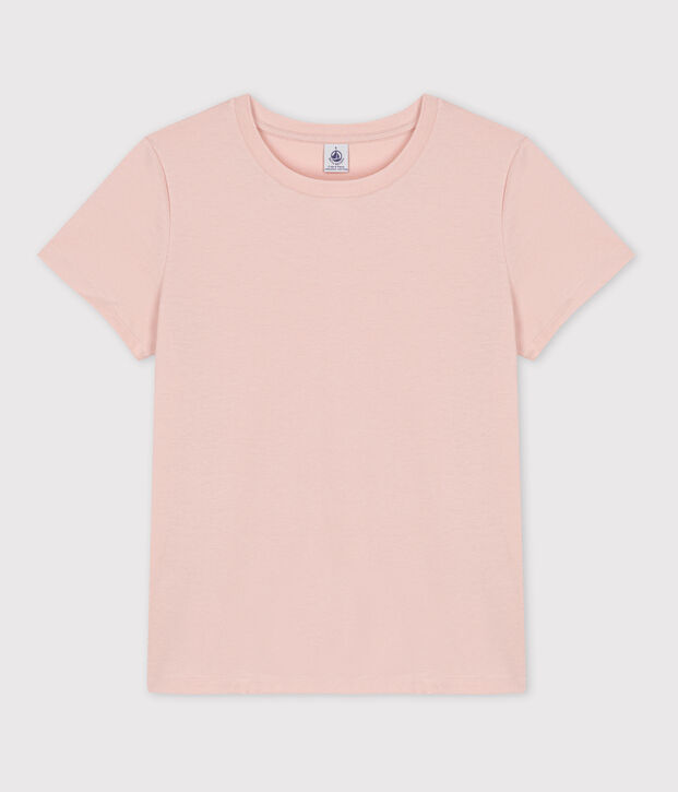 Tee-shirt LE DROIT col rond en coton bio Femme rose