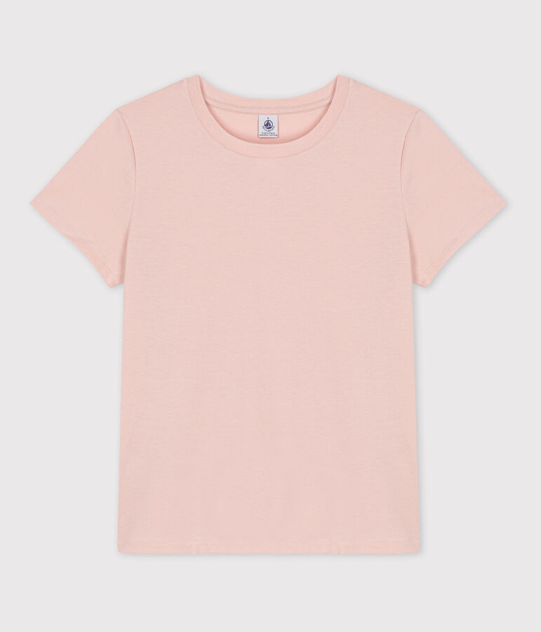 Tee-shirt LE DROIT col rond en coton bio Femme rose SALINE