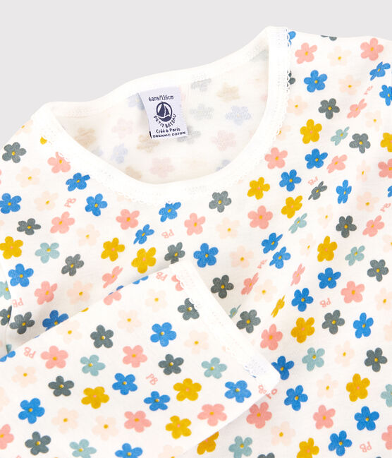Pyjama fleurs phosphorescentes petite fille en coton blanc MARSHMALLOW/blanc MULTICO