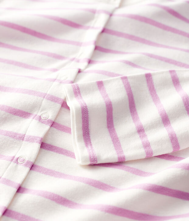 Cardigan en coton/lin ray&eacute; Femme blanc/rose