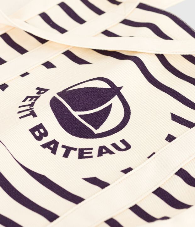 Tote bag adulte ray&eacute; en toile bleu/bleu