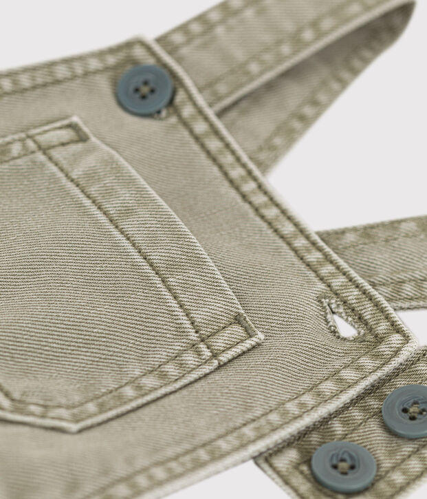 Salopette courte b&eacute;b&eacute; en denim vert