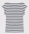 T-shirt femme en lin rayé blanc LAIT/bleu SMOKING