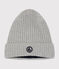 Bonnet en tricot doublé en polaire enfant garçon-fille gris CHATON CHINE