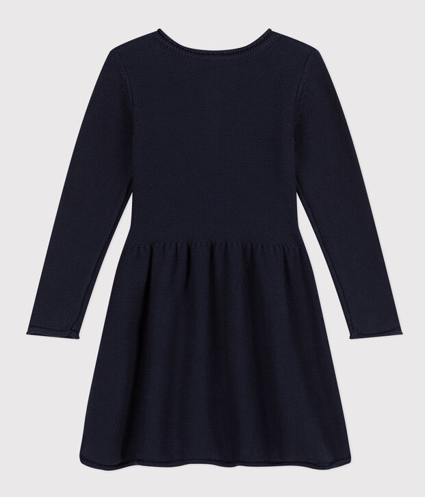 Robe manches longues en tricot enfant fille bleu marine