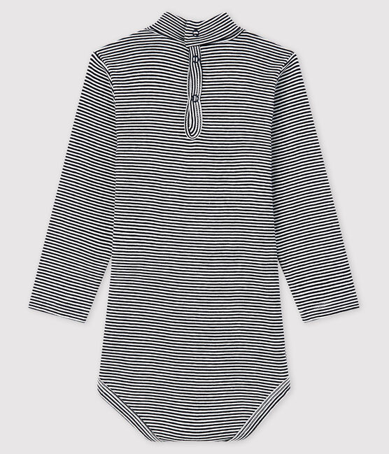 Body manches longues col roulé bébé bleu SMOKING/blanc MARSHMALLOW