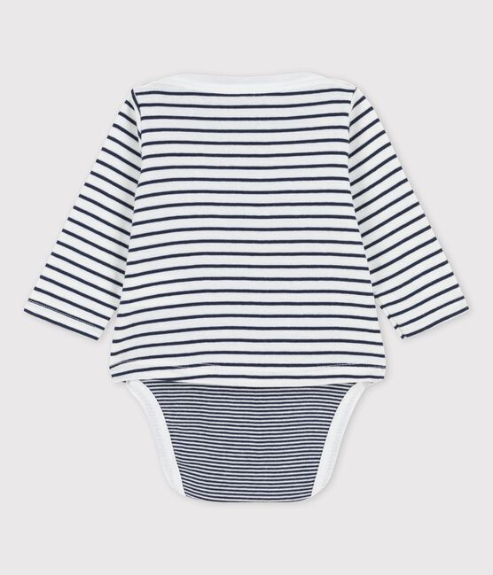 Body marinière en coton bio bébé blanc MARSHMALLOW/bleu SMOKING