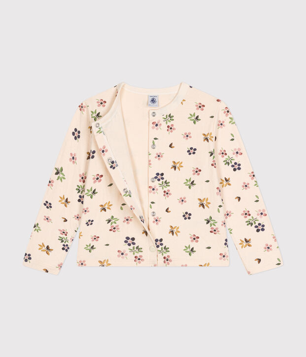 Cardigan en tubique enfant fille &eacute;cru/multicouleur