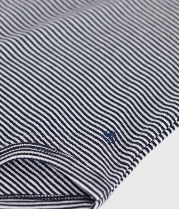 Body b&eacute;b&eacute; col polo en coton &agrave; rayures bleu/blanc