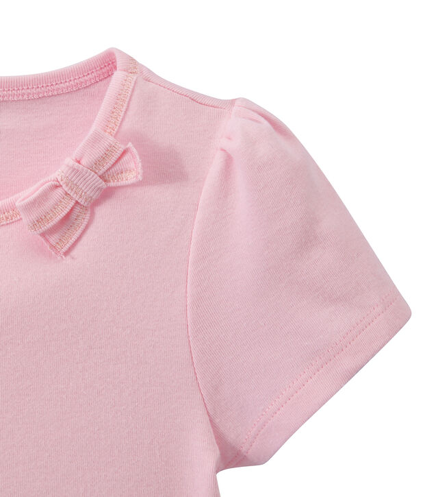 T-shirt fille &agrave; petit n&oelig;ud rose