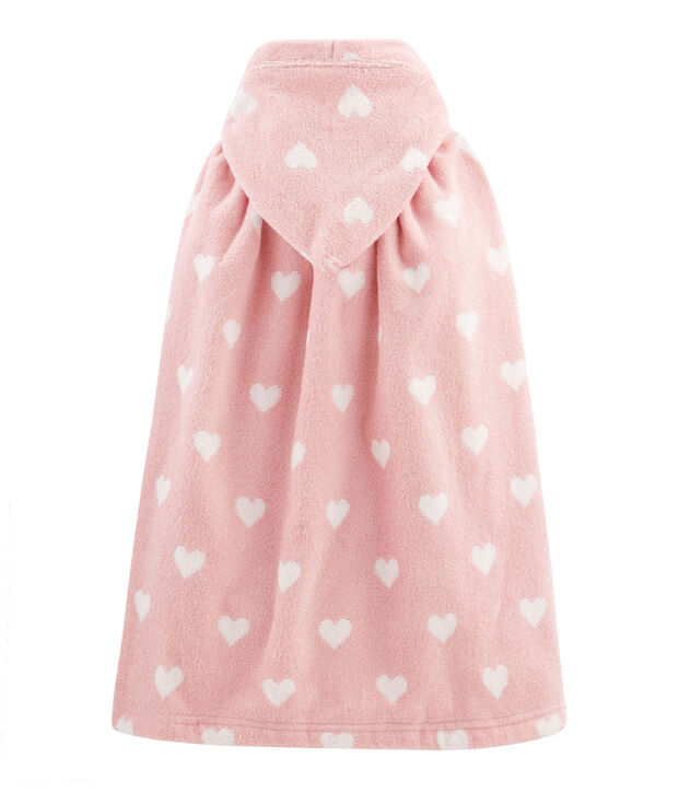 Cape de bain b&eacute;b&eacute; en &eacute;ponge rose/blanc