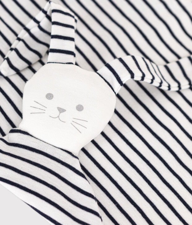 Doudou marini&egrave;re en coton blanc/bleu