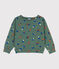 Sweatshirt imprimé en molleton enfant fille / garçon vert VALLEE/écru MULTICO