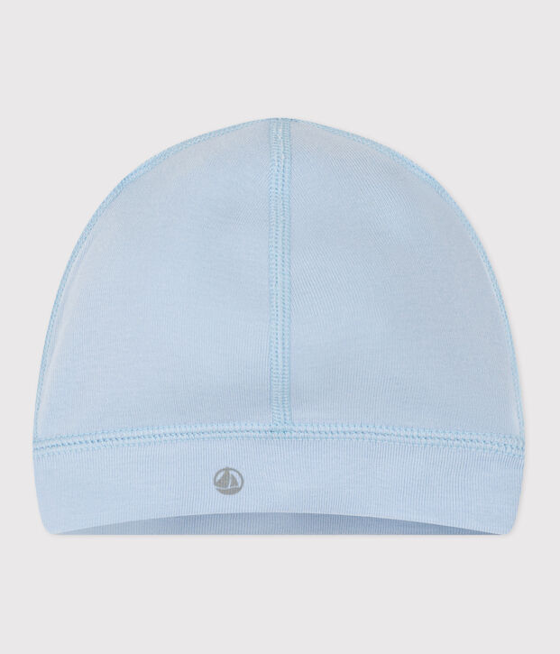 Bonnet b&eacute;b&eacute; en coton uni bleu