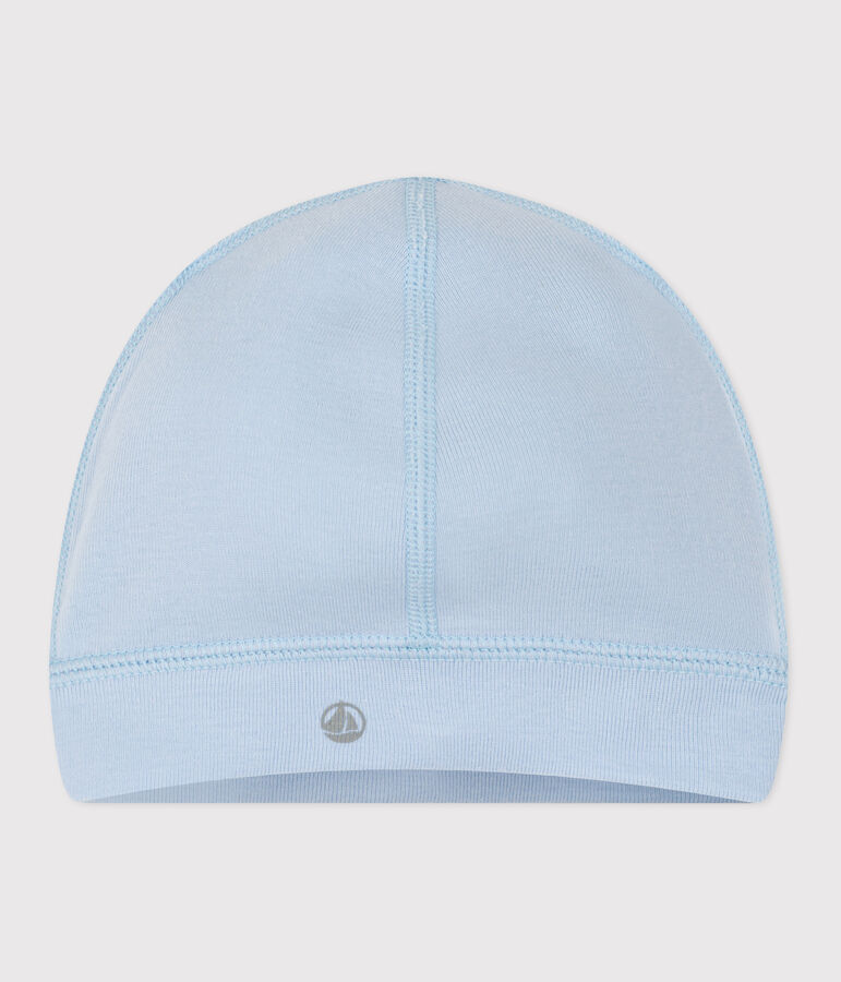 Bonnet b&eacute;b&eacute; en coton uni bleu TOUDOU