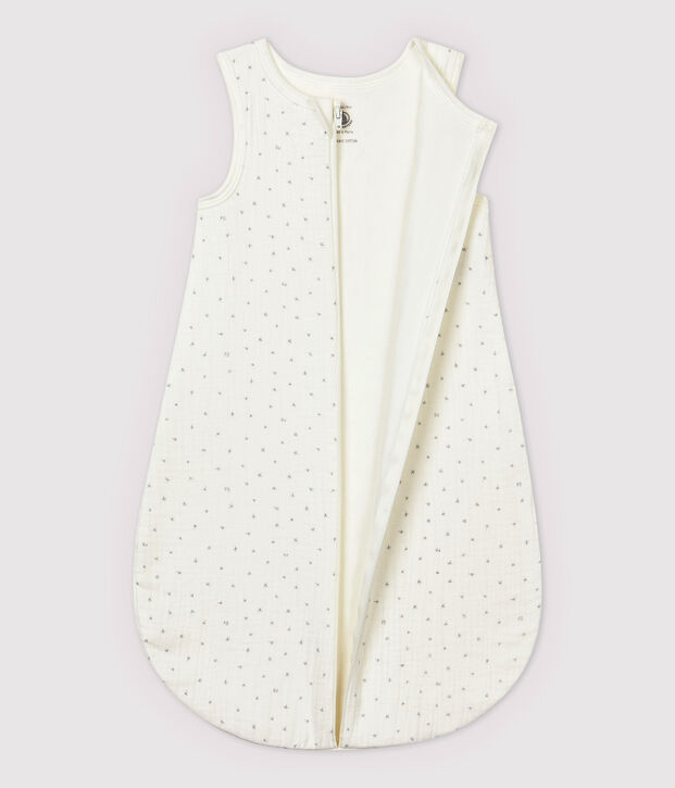 Gigoteuse blanche &agrave; &eacute;toiles b&eacute;b&eacute; en tissu couche en coton biologique blanc/gris