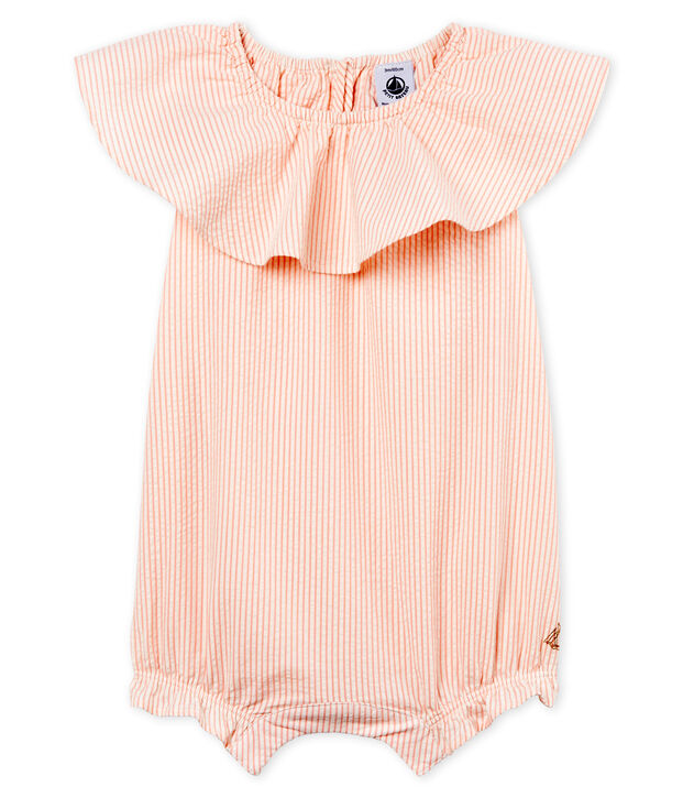 Combicourt ray&eacute; b&eacute;b&eacute; fille blanc/rose