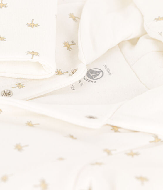 Combinaison longue ouatinée à capuche en coton bébé blanc MARSHMALLOW/blanc MULTICO