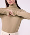Sous-pull femme en coton uni beige