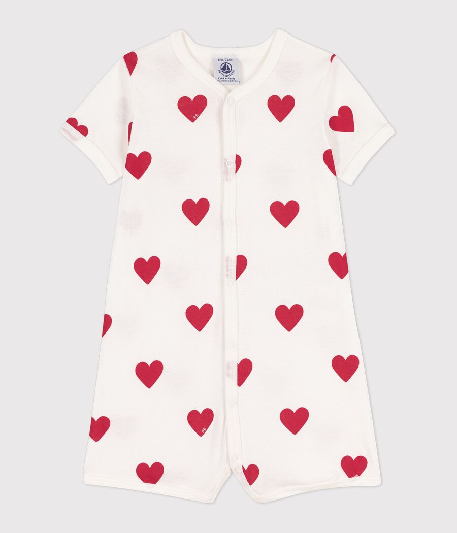 Combinaison courte cœur bébé en coton (Petit Bateau) - Couverture