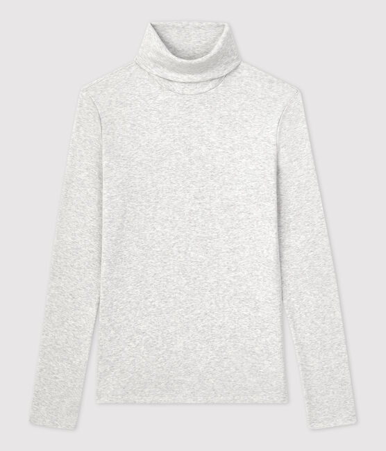 Tee-shirt col roulé L'ICONIQUE en coton BIO Femme gris BELUGA CHINE