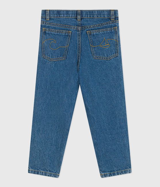 Pantalon enfant en denim bleu DENIM MOYEN