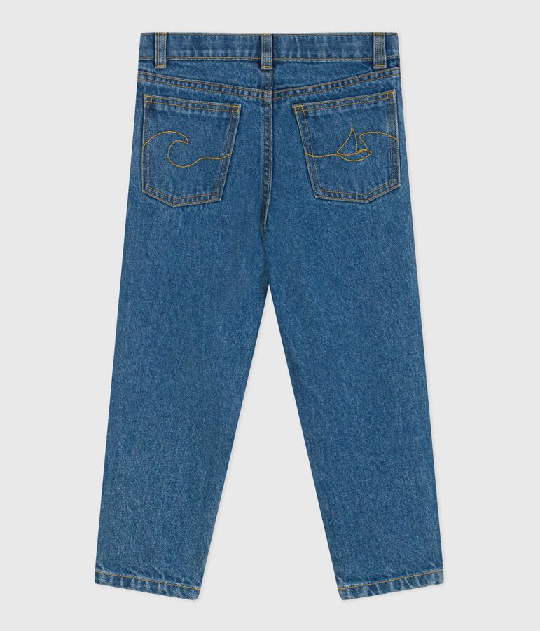 Pantalon enfant en denim bleu DENIM MOYEN