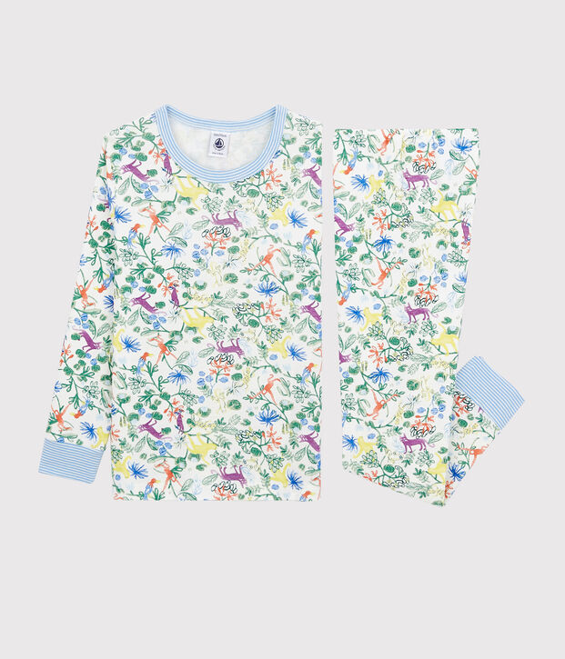 Pyjama imprim&eacute; jungle petit gar&ccedil;on en coton blanc/multicouleur