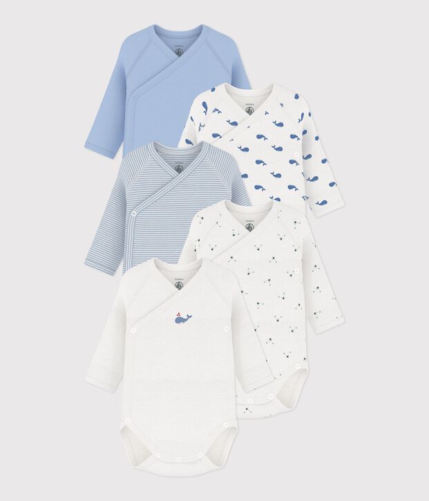 Lot de bodies crois&eacute;s manches longues en coton imprim&eacute; b&eacute;b&eacute; multicouleur