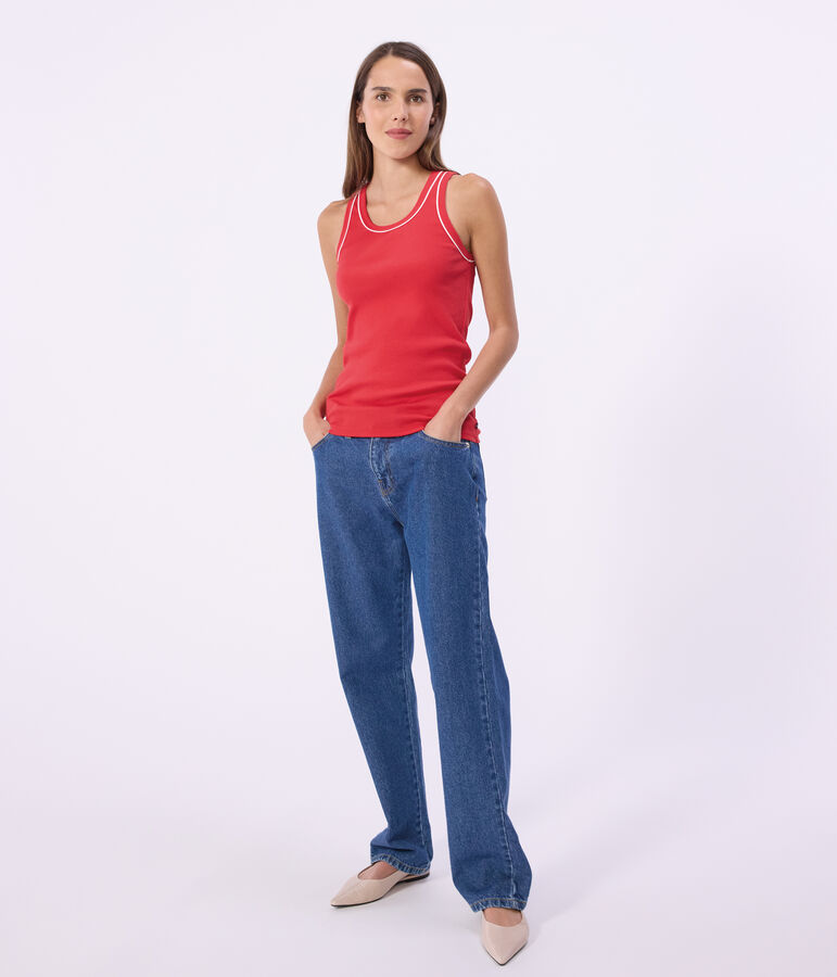 D&eacute;bardeur femme en coton uni rouge