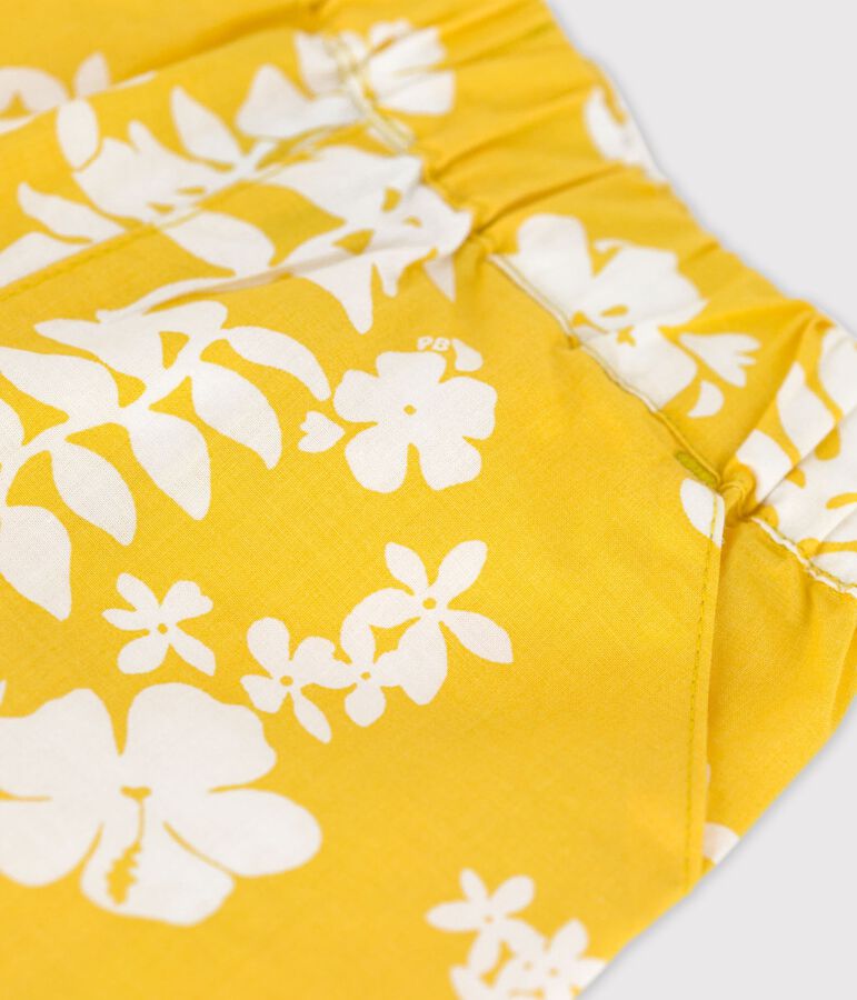 Short imprim&eacute; Hawa&iuml; en popeline b&eacute;b&eacute; jaune ORGE/blanc MARSHMALLOW