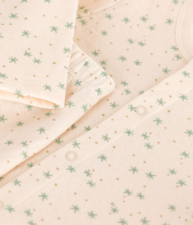 Ensemble b&eacute;b&eacute; deux pi&egrave;ces en coton &eacute;cru/multicouleur