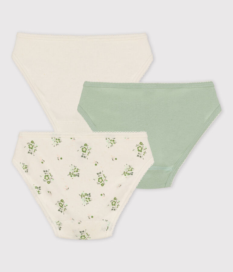 Lot de 3 culottes petite fille fleurs en coton et lin variante 1