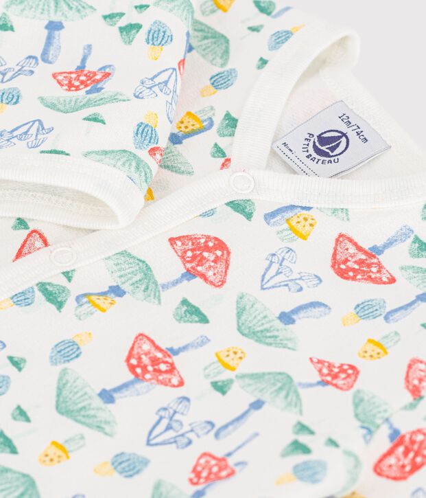 Pyjama b&eacute;b&eacute; en molleton imprim&eacute; champignons blanc/multicouleur
