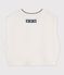 Pull b&eacute;b&eacute; en tricot laine et coton sans manches blanc