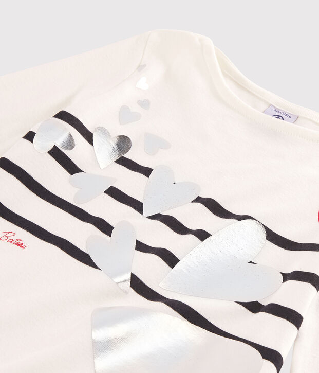 Tee-shirt s&eacute;rigraphi&eacute; enfant fille blanc