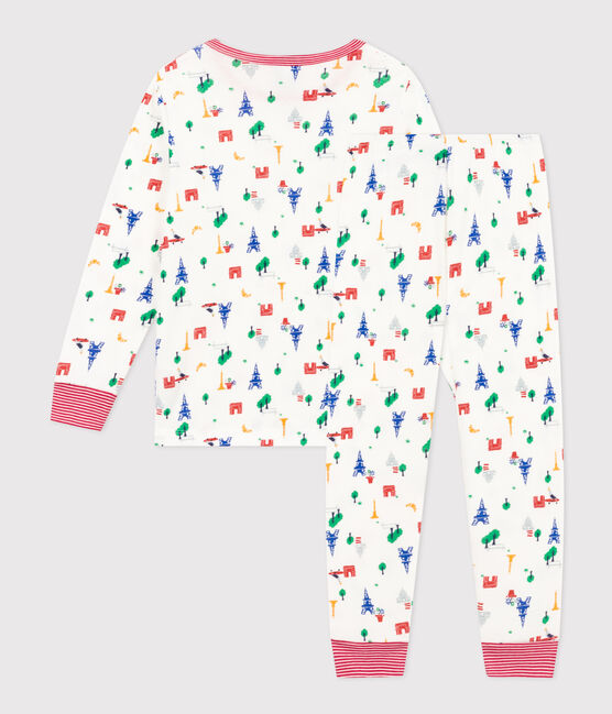 Pyjama imprimé motif Paris en coton enfant blanc MARSHMALLOW/blanc MULTICO