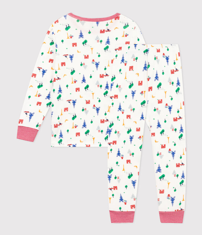 Pyjama imprim&eacute; motif Paris en coton enfant blanc MARSHMALLOW/blanc MULTICO
