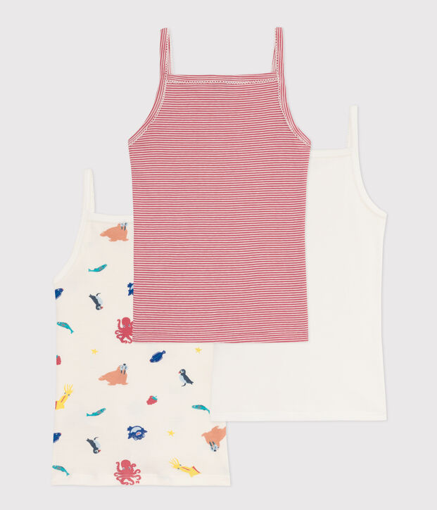 Lot de 3 chemises &agrave; bretelles en coton petite fille multicouleur