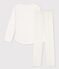 Pyjama petits coeurs petite fille en coton blanc MARSHMALLOW/ HERBIER