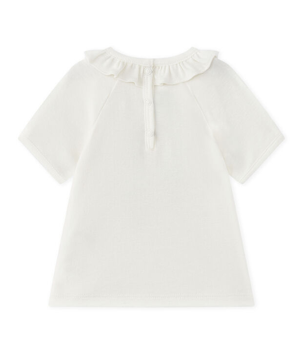 Tee-shirt b&eacute;b&eacute; fille manches courtes blanc/bleu