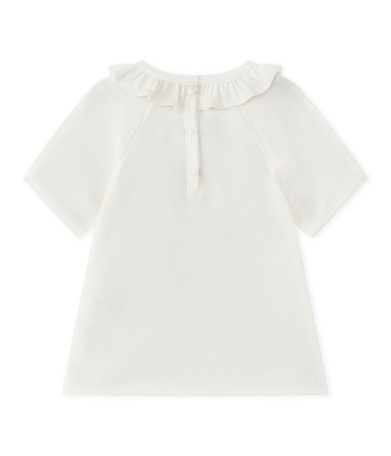 Tee-shirt b&eacute;b&eacute; fille manches courtes blanc/bleu