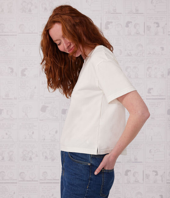 T-shirt LE BOXY en coton Femme blanc MARSHMALLOW