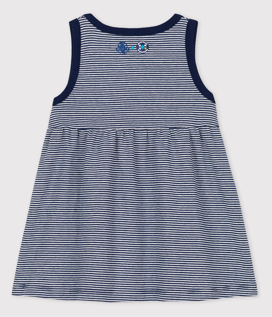 Robe Bébé Petit Bateau x Water Family bleu MEDIEVAL/blanc MARSHMALLOW